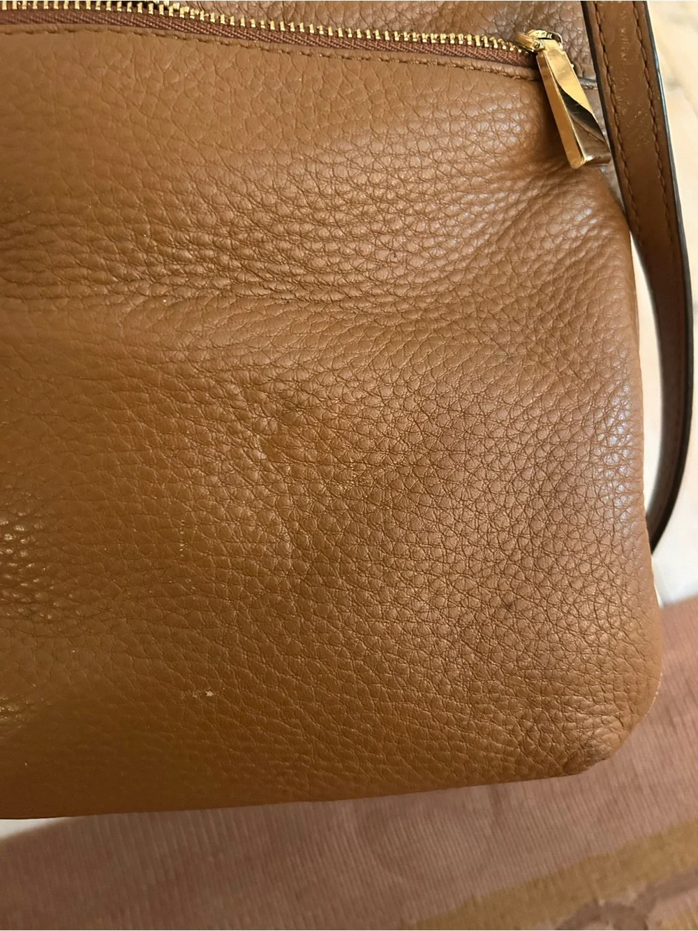 Michael Kors Cognac Pebbled Leather Crossbody